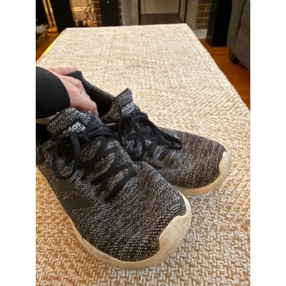 Adidas Cloudfoam Black Knit Running Shoes – Men’s 10